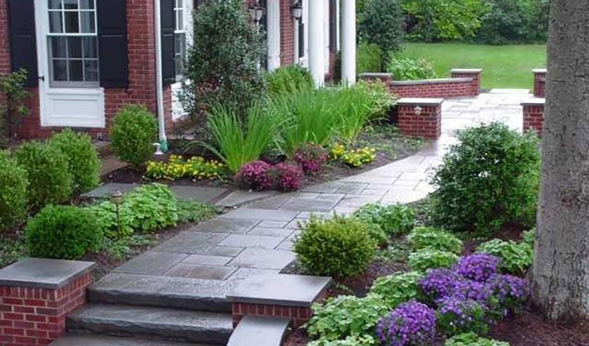 Front Entry Concrete and Flowers